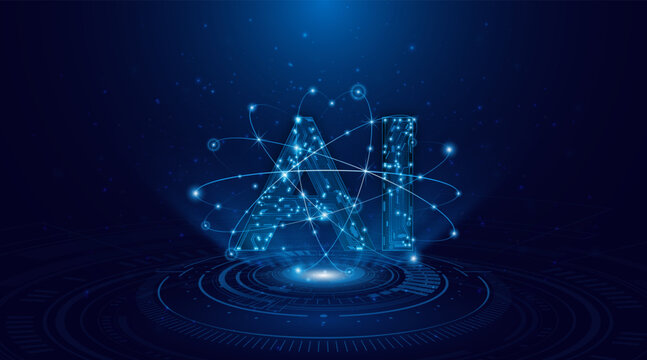 Digital technology of the future. AI icon or artificial intelligence symbol. Future advanced artificial intelligence technology circuit board concept