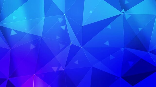 Vibrant Blue and Violet 3D Low Poly Triangles with Light Beams