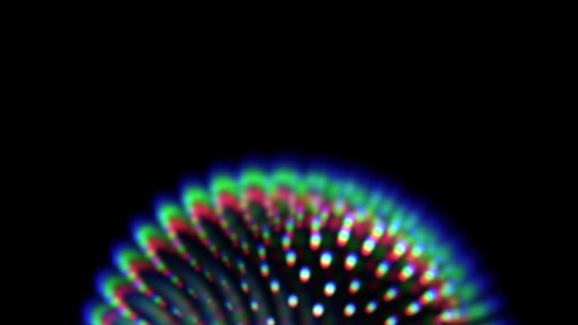 Close-up of a pulsing glowing dotted sphere on a dark background, artificial intelligence core and energy pulse concept, seamless loop, 3d rendered animation