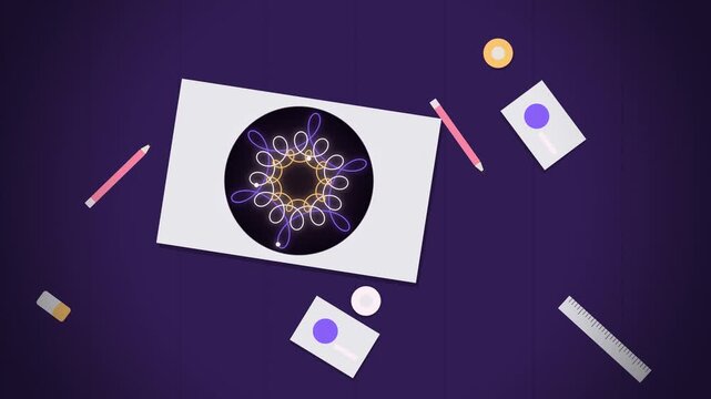Pink generative spirograph curves close angle