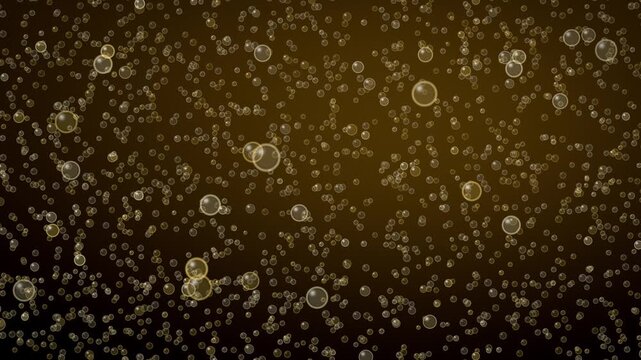 Golden champagne bubbles rising New Year celebration seamless loop