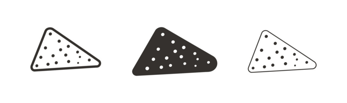Triangular snack chips featuring rounded corners and crispy textures, inspired by nachos and rice balls for food packaging, menus, and snack branding.