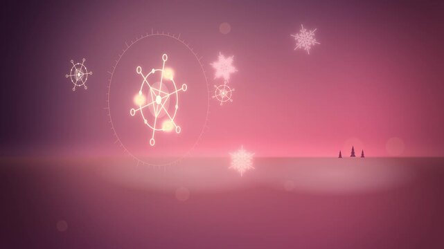 Lace snowflake with chasing lights wide scene seamless loop wallpaper