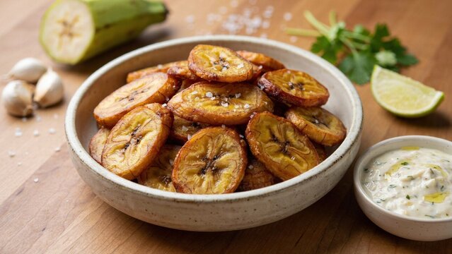 Dishes of the Cayman Islands. Cayman Tostones. A crispy salty snack made from twice deep-fried flattened slices of green plantains.