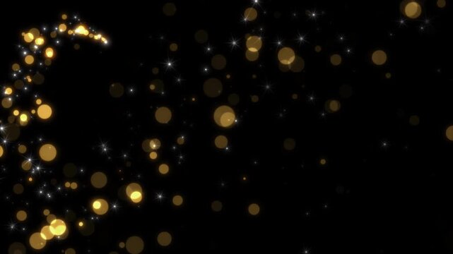 Bright flying sparks of particles spinning. Holiday Christmas comet. Glitter particles trail. Transparency is embedded in video. ProRes 4444