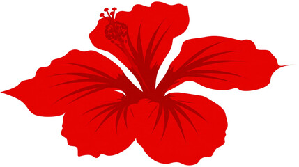 Isolated graphic illustration of a vibrant red hibiscus tropical flower with black bar and N (1838 text © Ciara
