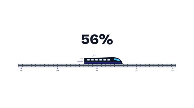 Animation of a bullet train icon moving on a loading progress bar