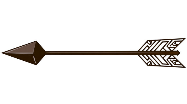 Isolated stylish brown arrow, a modern decorative design with geometric fletching detail.