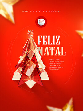 Feliz Natal &Aacute;rvore de Cristal Post Card Insta Template Banner