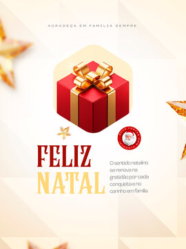 Feliz Natal Presente Vermelho Papai Noel Post Card Insta Template Banner