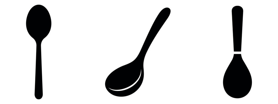 Spoon Icon Set in Various Angles and Styles