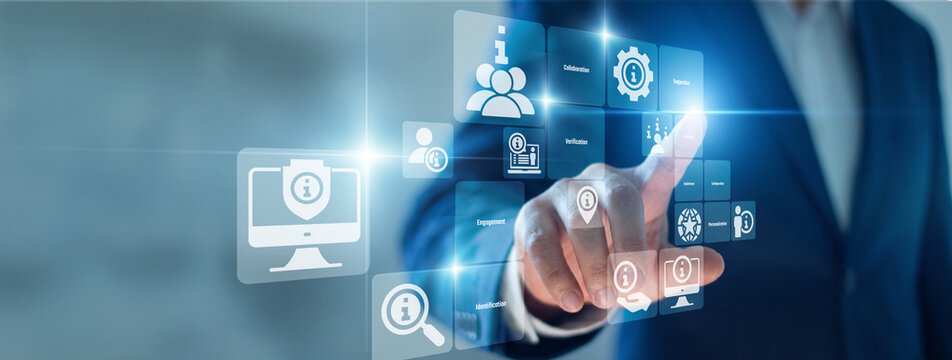 Analyst hand touch virtual screen adjusting the Recommendation engine. Customizing user experience by suggesting relevant content and products to drive engagement and increase sales today.