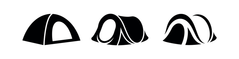 Camping dome tent icon set. Tourist shelter sign isolated. Vector stock illustration. © Lili