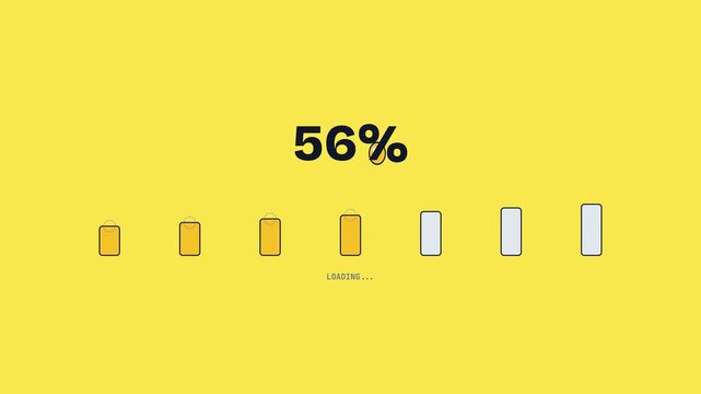Digital loading bar with bouncing ball animation and progress percentage