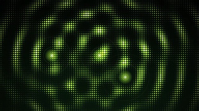 Green halftone dot wave interference pattern abstract loop