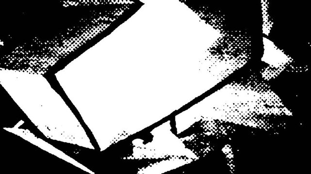 High contrast black and white dynamic urban style background with abstract grunge textures, distressed surfaces, scratched details and bold irregular shapes. Dirty look with harsh monochrome contrast