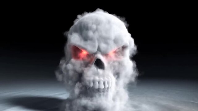 White vapor mound with pink glowing patches on pale ground beneath a dark sky
