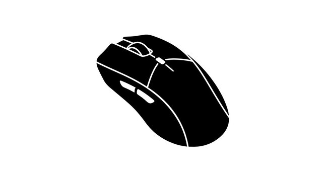Black computer mouse digital device icon silhouette on blank background