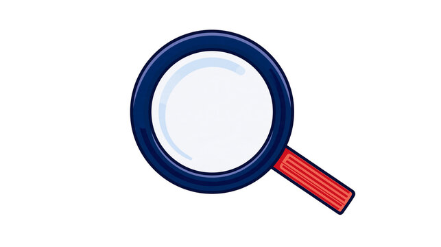 Isolated search icon with dark blue frame, red handle, and N (879) label beneath it