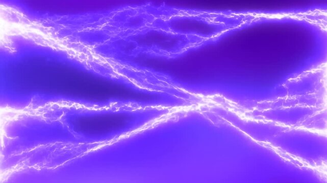 Purple lightning arcs cross a dark violet abstract energy field in branching patterns