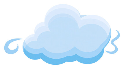 Fototapeta premium Isolated stylized light blue cloud with wisps, vector graphic design element for weather apps.