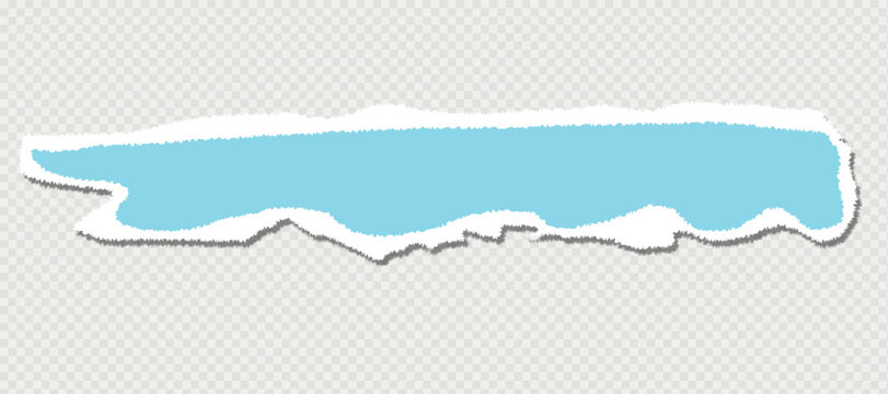 Blue torn paper strip with jagged edges