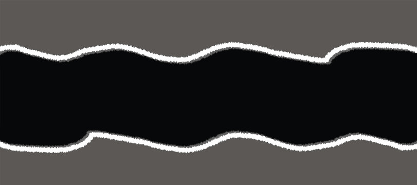 Black wavy line shape with white border on gray background