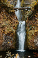 waterfall in autumn forest in oregon © Justin