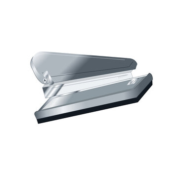 Silver heavy duty stapler open isolated on transparent background, metal office stapler PNG illustration
