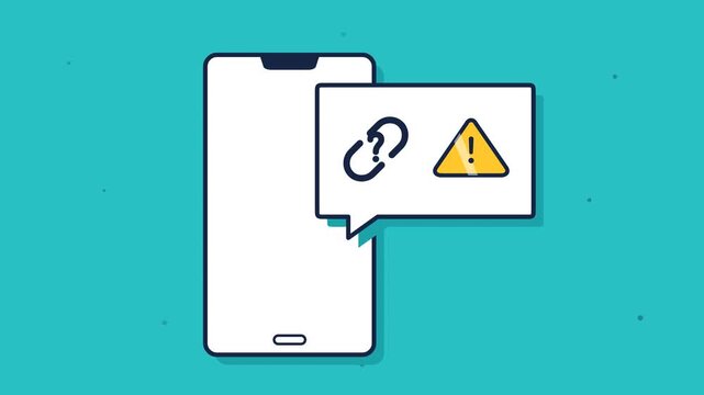 Smartphone smishing alert animation with suspicious link warning