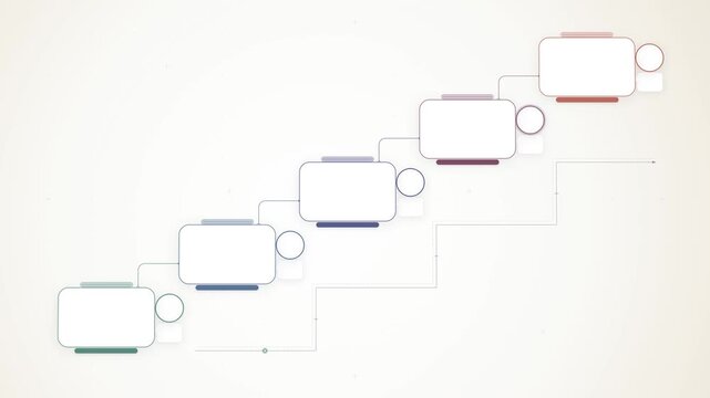 Five step ascending staircase roadmap infographic animation