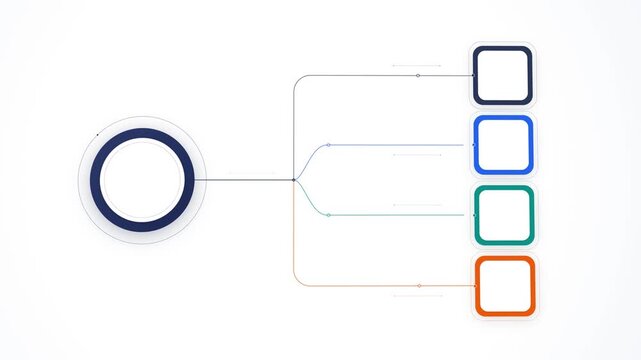 One to four split horizontal infographic flowchart animation