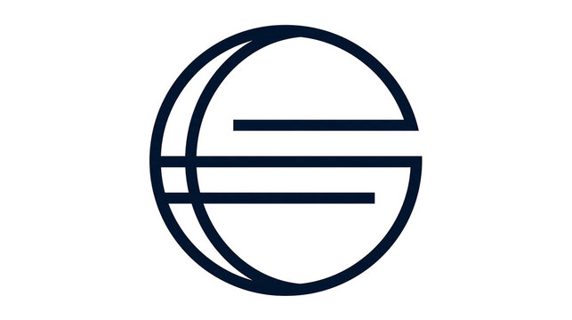 Isolated modern abstract geometric symbol and alphanumeric identifier on a minimalist dark banner