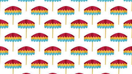 Isolated seamless pattern of colorful beach umbrellas for summer vacation design backdrop © Vincent