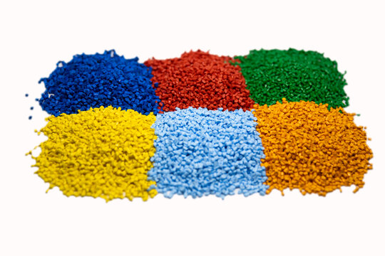 Multi colored plastic polymer granules