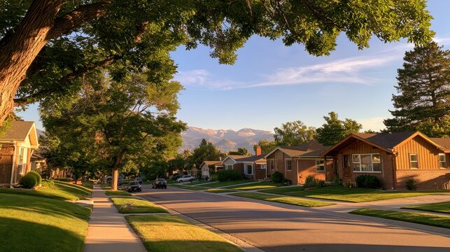 Residential Street in a Colorado City: Calm Morning Light on Homes