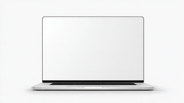Studio shot of a sleek aluminum-bodied laptop featuring a blank display for marketing visuals