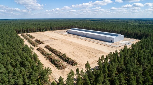 Ai Data Center Land Clearing Cut From Pine Forest With Windrows