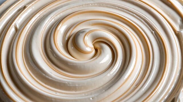 Swirling white cream texture with caramel