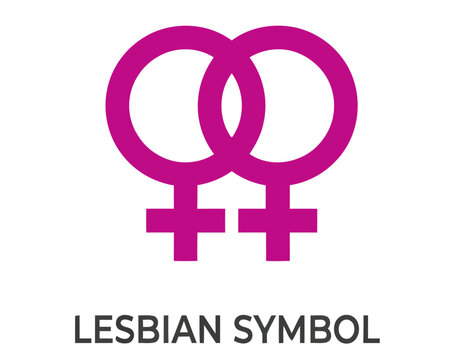 LGBTQの多様性と女性同士の愛を表すシンボルのベクターイラスト