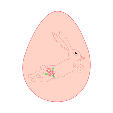 Easter egg with a painted Easter bunny. Kids egg games. He is risen, Happy Easter