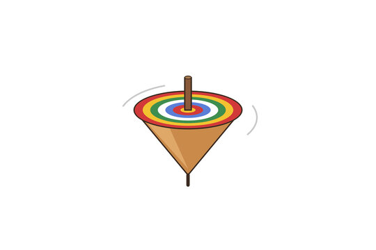 Colorful Japanese spinning top koma toy for New Year on white