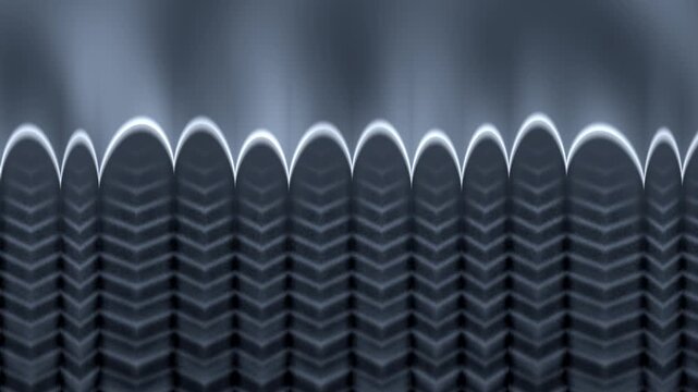 Directional Solidification Front With Columnar Dendrites And Convecting Melt, Seamless Loop in deep blue tones