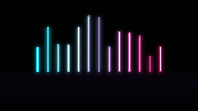 Neon audio waveform pulsing with gradient light in dark space for music visualization