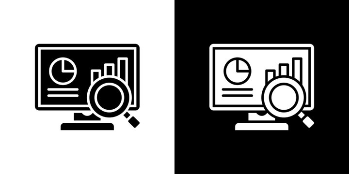 Data Visualization icon, solid glyph vector on white and black backgrounds.