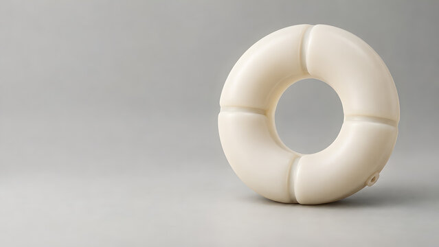 Cream Segmented Ring on Gray Background with Copy Space