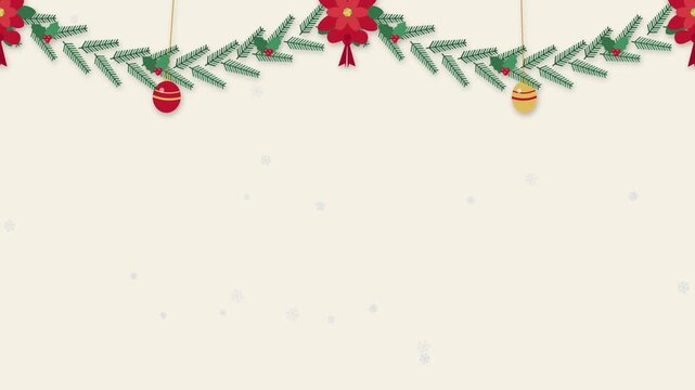 Christmas Garland Top Border Ornaments Paper Cut Animation Seamless Loop