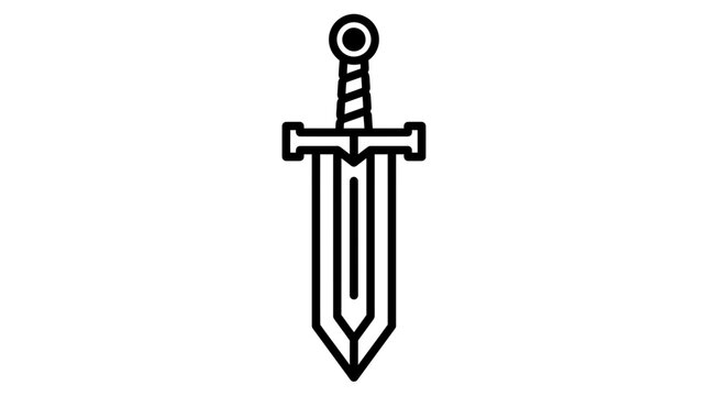 Stylized medieval sword icon, clean vector design