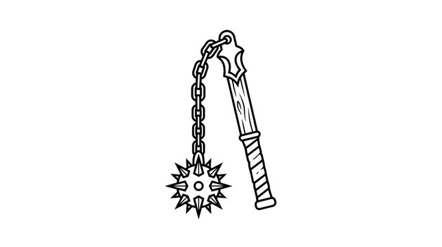 Medieval Flail Weapon Isolated Illustration