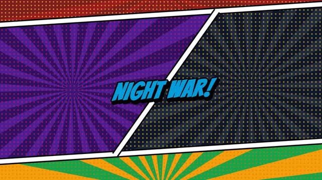 Comic Book Split Screen Panel Featuring A Cartoon Vampire And Werewolf